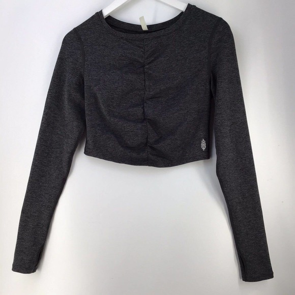 FP movement long sleeved Gray Athletic Exercise Crop top Size Medium - Picture 5 of 11